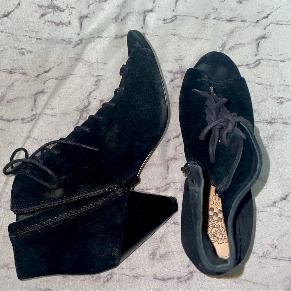 Vince Camuto Black Tie Heels Ankle Boots